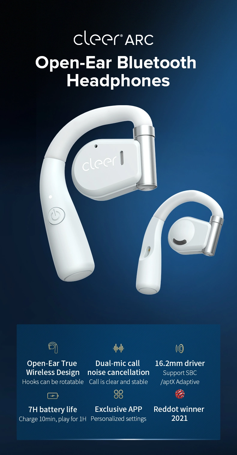 Wireless Bluetooth Open Ear Rotatable Hook Headphone for Business Meeting Sports