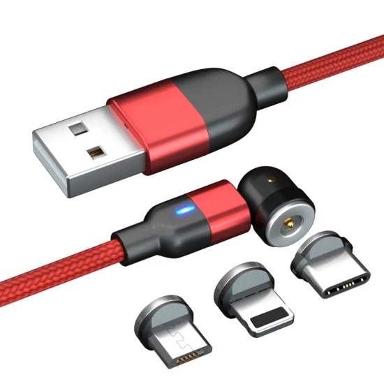 Быстрое зарядное устройство, 0,5 м, 1 м, 2 м, 3 м, магнитный кабель питания, 3 А, вращающийся на 540 градусов адаптер Lightning Micro Type C, USB-кабель для быстрой зарядки данных для iPhone и Android